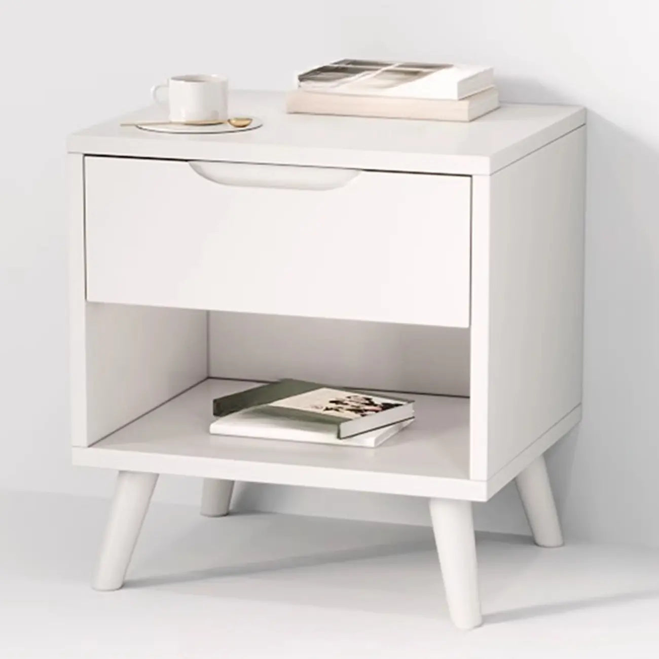 Traditional Wooden Nut-Brown Bedside Double Drawer Nightstand