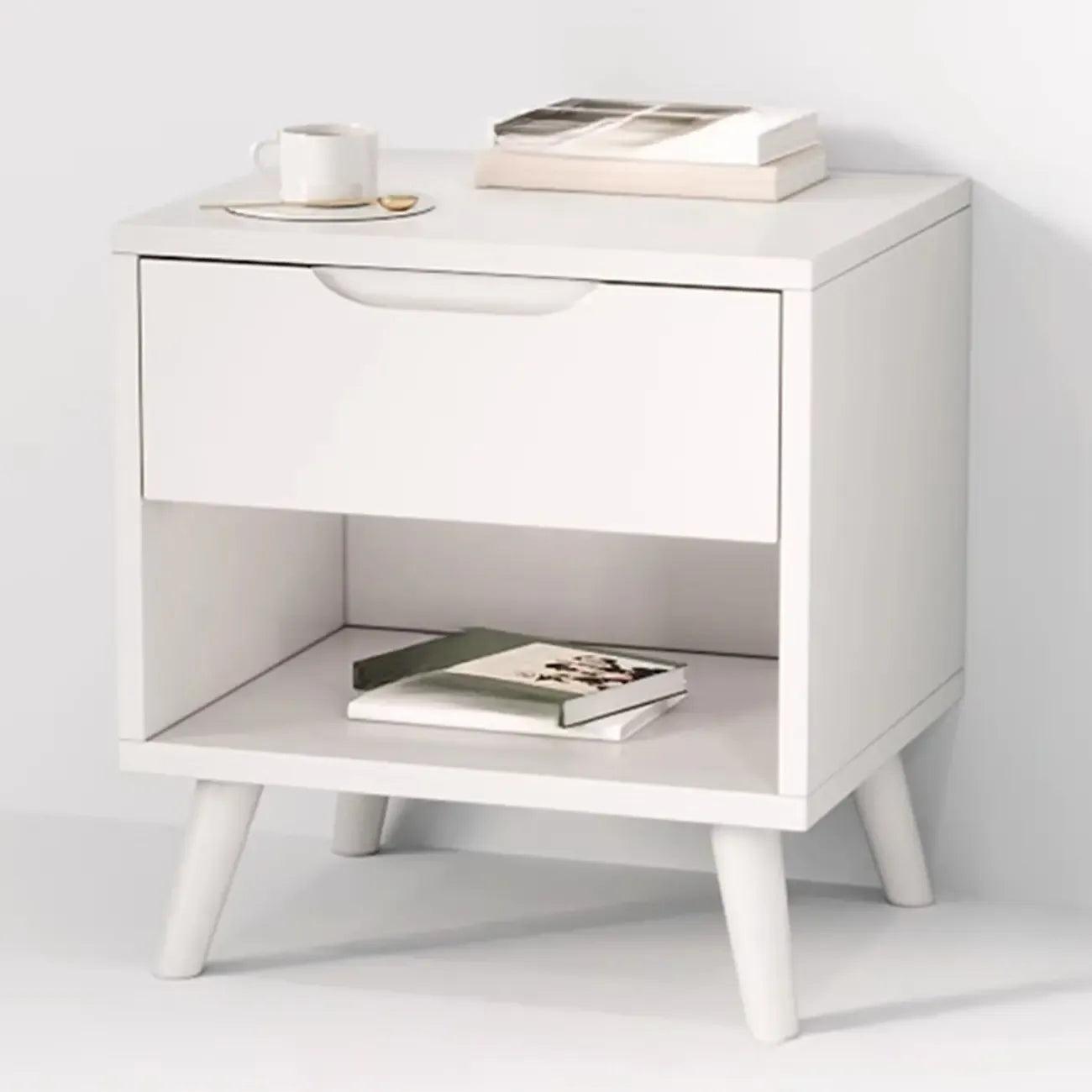 Traditional Wooden Nut-Brown Bedside Double Drawer Nightstand