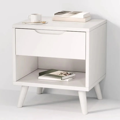 Traditional Wooden Nut-Brown Bedside Double Drawer Nightstand