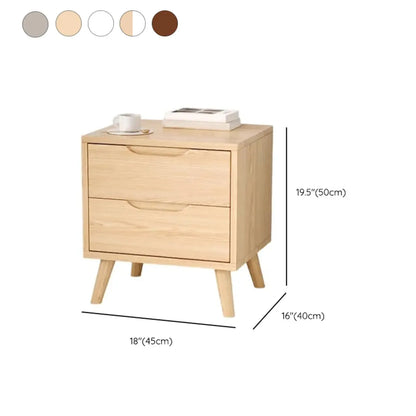 Traditional Wooden Nut-Brown Bedside Double Drawer Nightstand