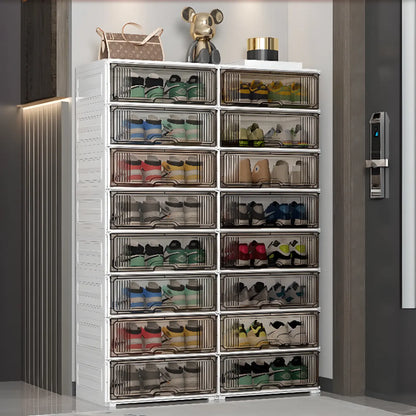 Durable Flip-up Glam Plastic Clear Shoe Boxes Stackable