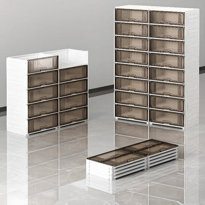 Durable Flip-up Glam Plastic Clear Shoe Boxes Stackable