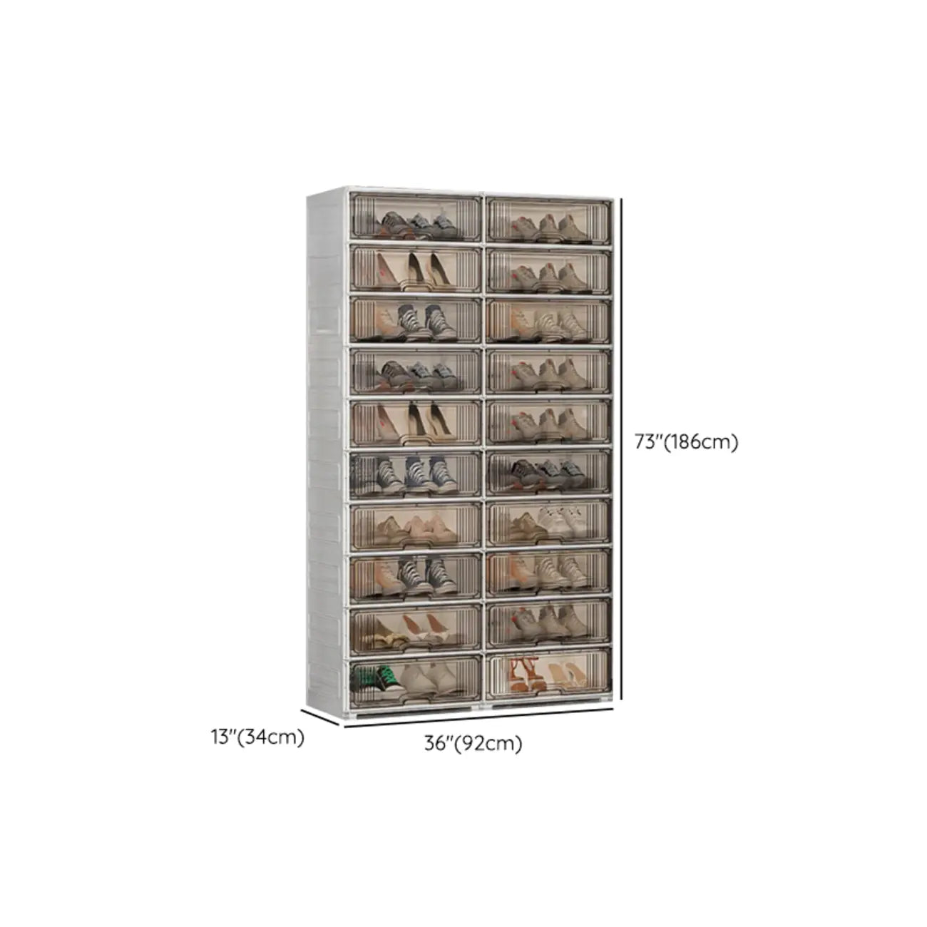 Durable Flip-up Glam Plastic Clear Shoe Boxes Stackable