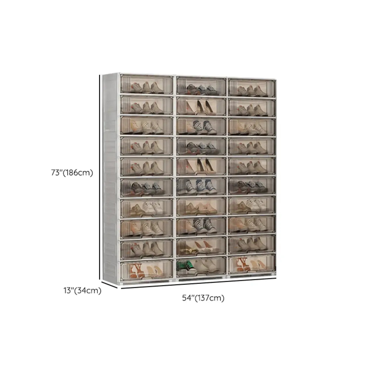 Durable Flip-up Glam Plastic Clear Shoe Boxes Stackable