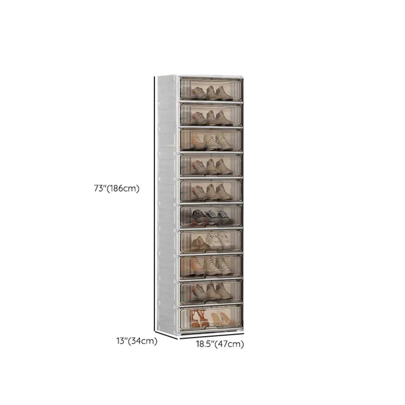 Durable Flip-up Glam Plastic Clear Shoe Boxes Stackable