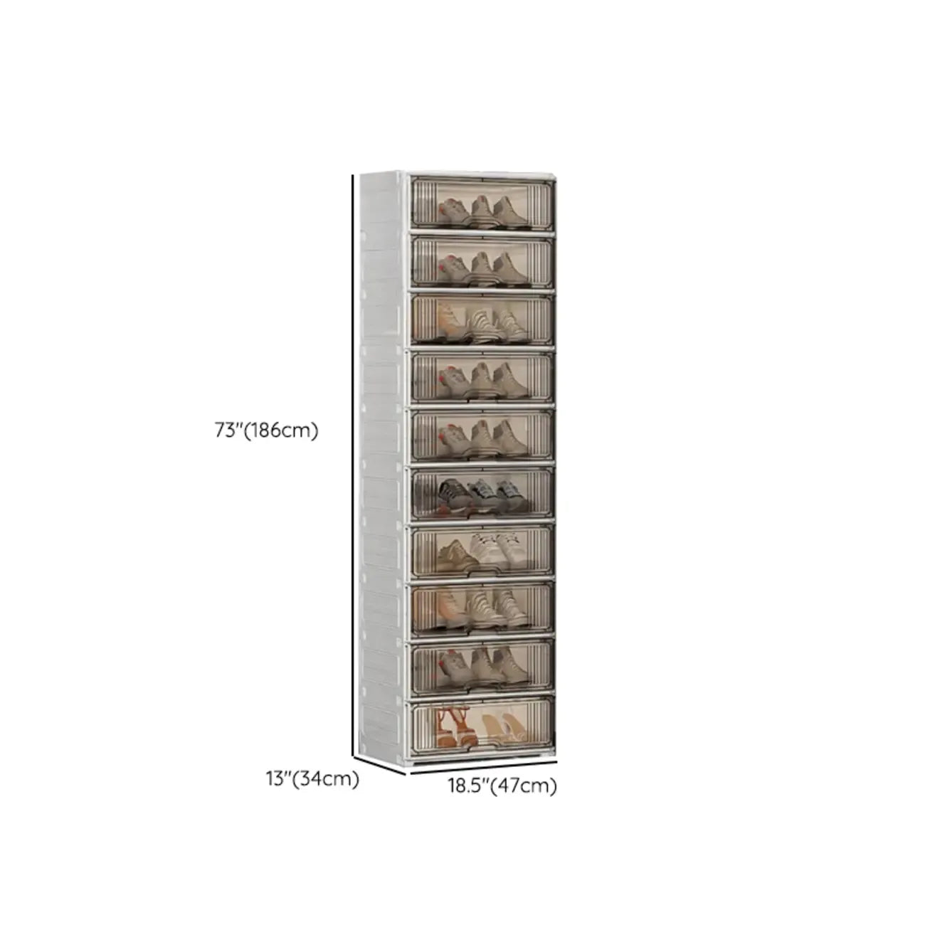 Durable Flip-up Glam Plastic Clear Shoe Boxes Stackable