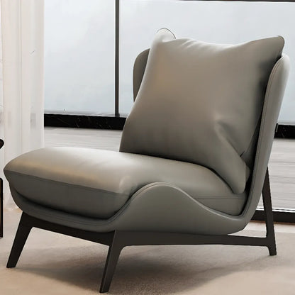 Modern Cat-Resistant Leather Accent Chair with Ottoman