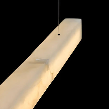 White Rectangle Stone LED Hanging Island Light