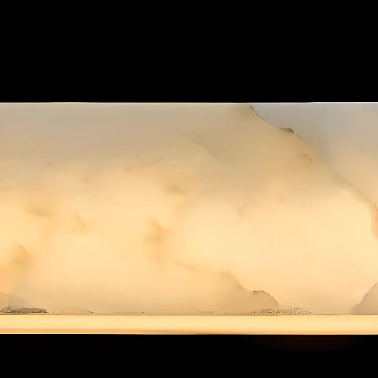 White Rectangle Stone LED Hanging Island Light