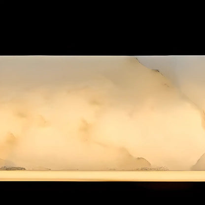 White Rectangle Stone LED Hanging Island Light