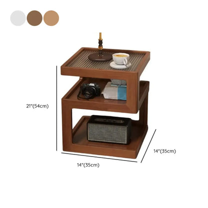 Organic Wood Bedside Cabinet with Glass Top Nightstand