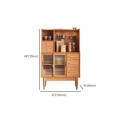 Nordic Adjustable Shelf 5 Drawers Wooden Sideboard Cabinet