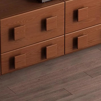 Living Room Brown 2-Tier Rectangular Wooden TV Stand