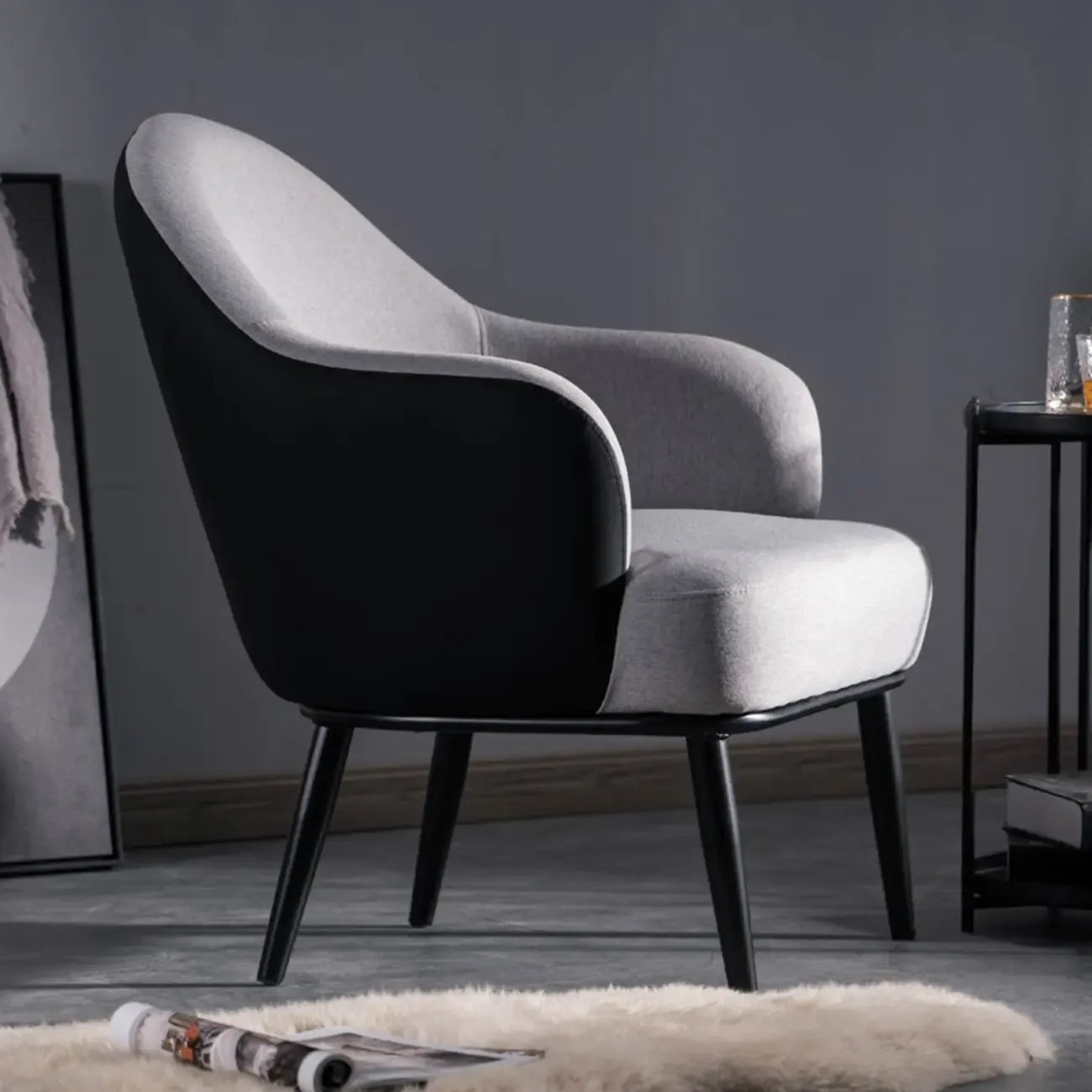 Modern Barrel Chair Faux Leather Living Room