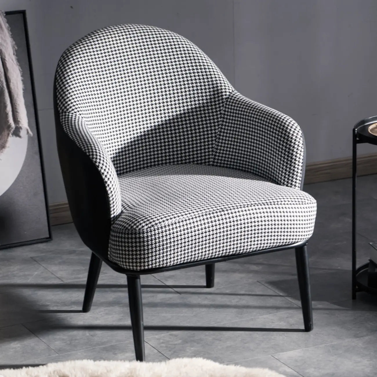 Modern Barrel Chair Faux Leather Living Room