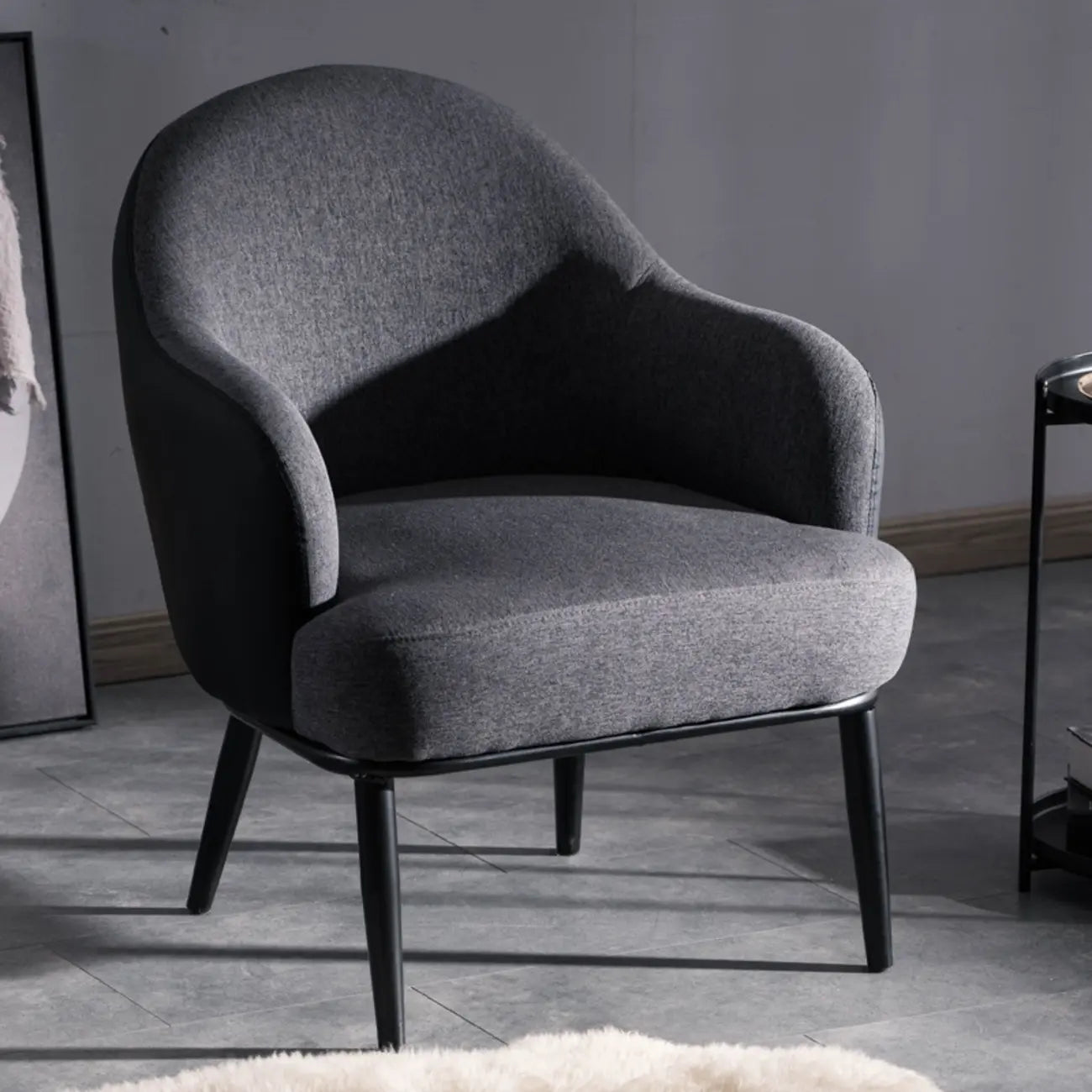 Modern Barrel Chair Faux Leather Living Room