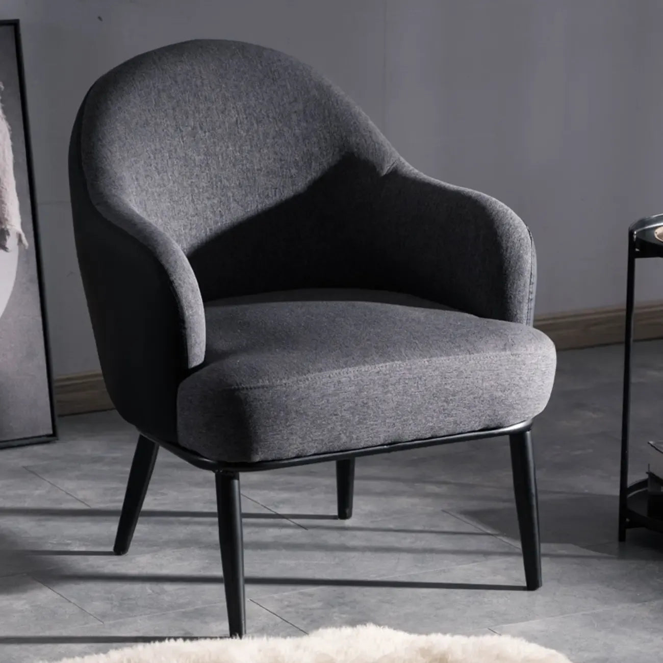 Modern Barrel Chair Faux Leather Living Room