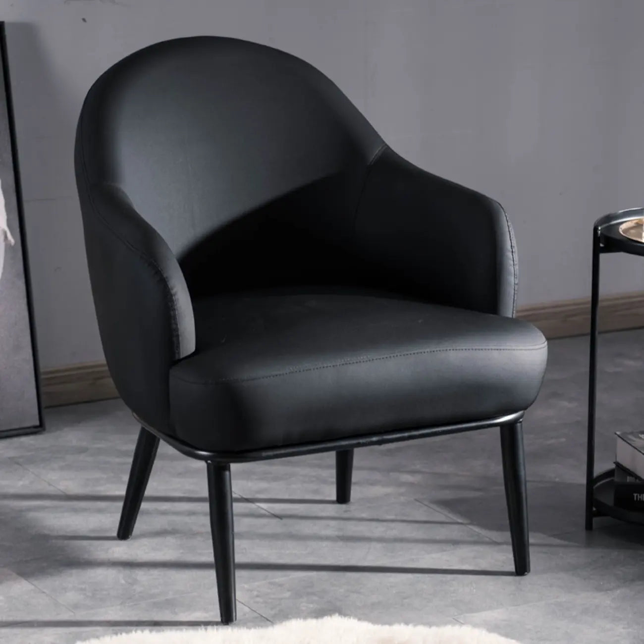 Modern Barrel Chair Faux Leather Living Room