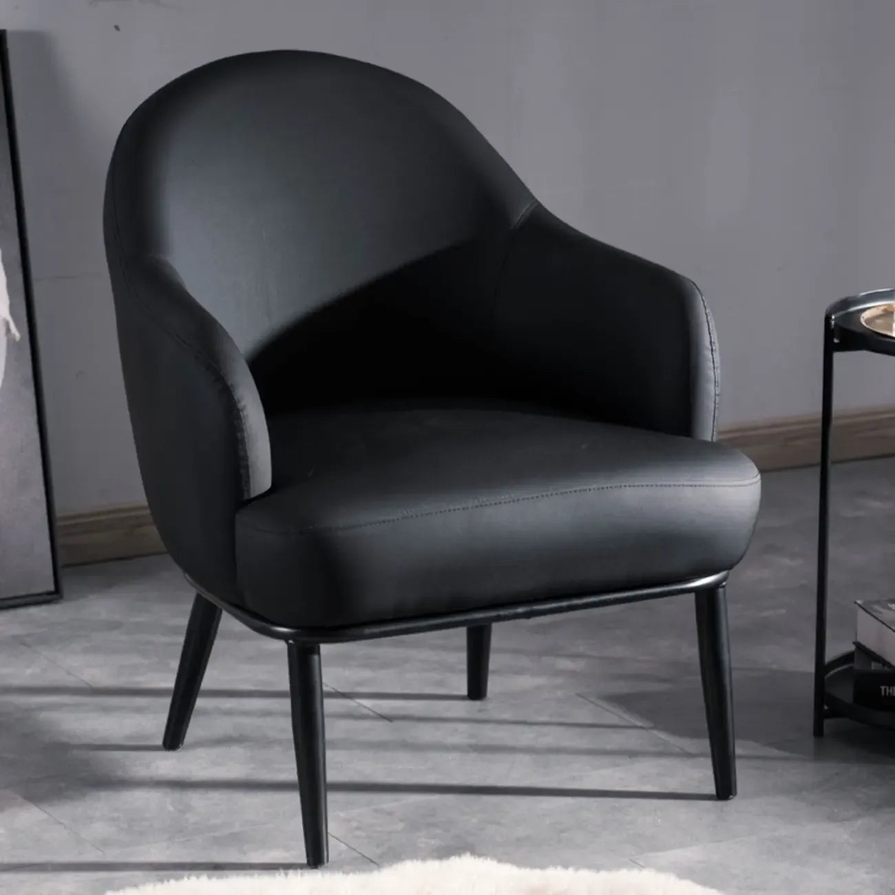 Modern Barrel Chair Faux Leather Living Room
