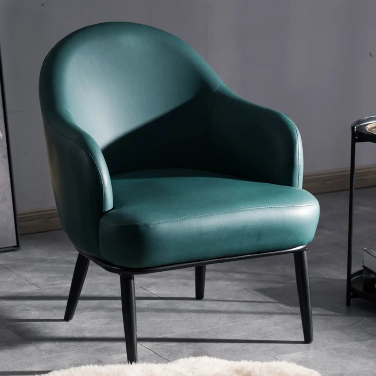 Modern Barrel Chair Faux Leather Living Room