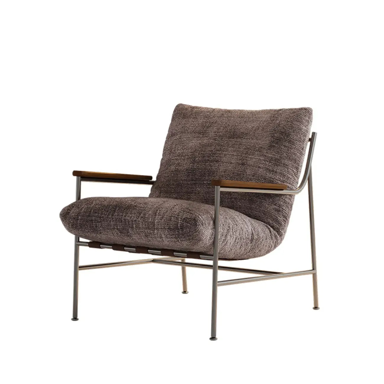 Mid-Century Modern Chenille Metal Frame Accent Chair
