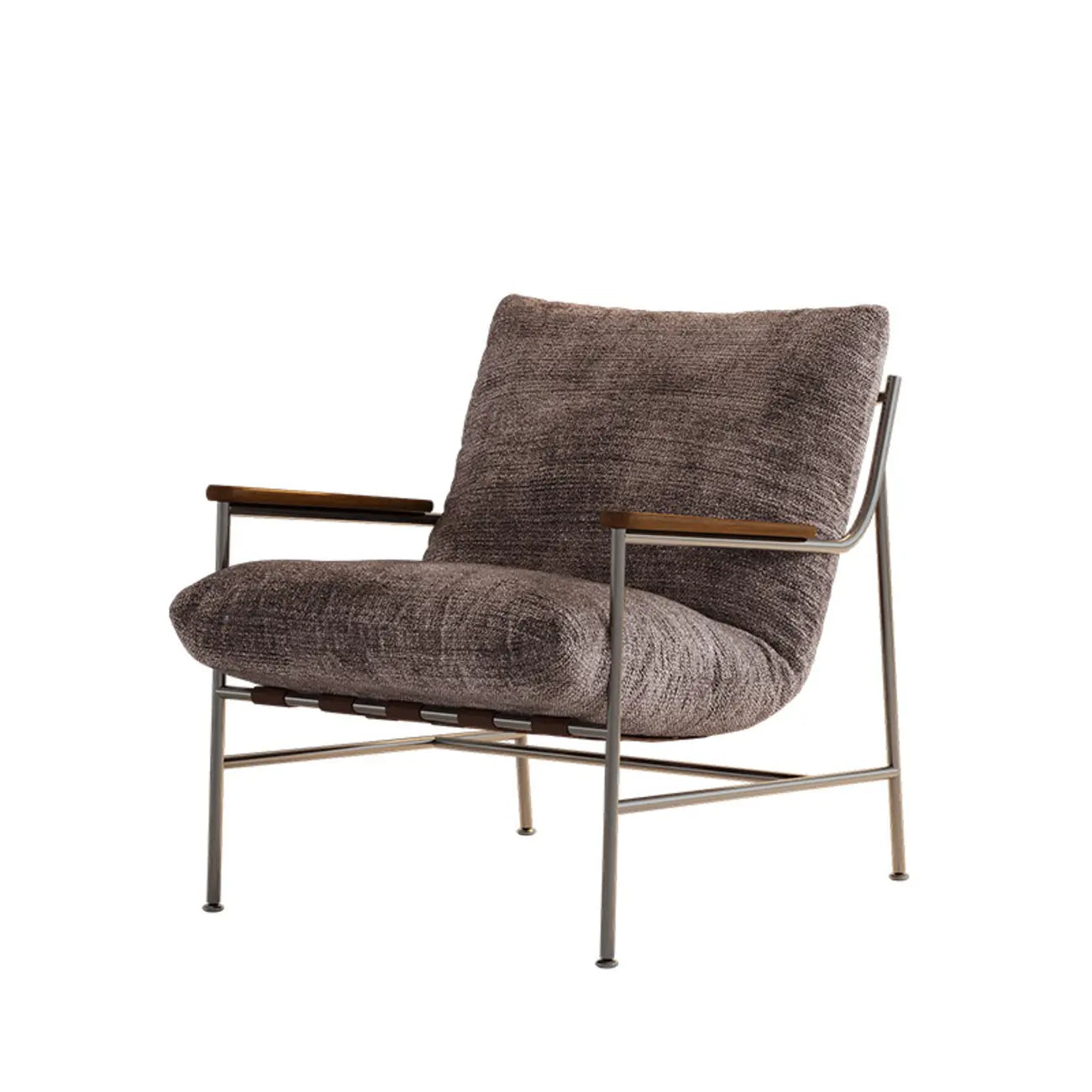 Mid-Century Modern Chenille Metal Frame Accent Chair