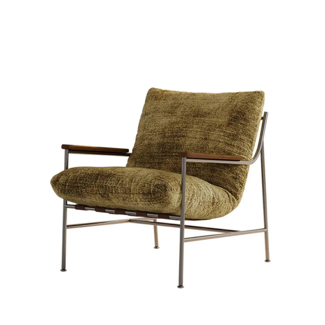 Mid-Century Modern Chenille Metal Frame Accent Chair
