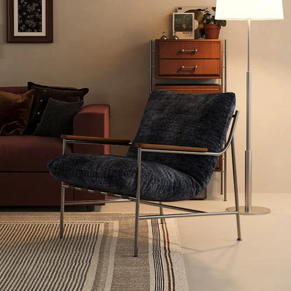 Mid-Century Modern Chenille Metal Frame Accent Chair