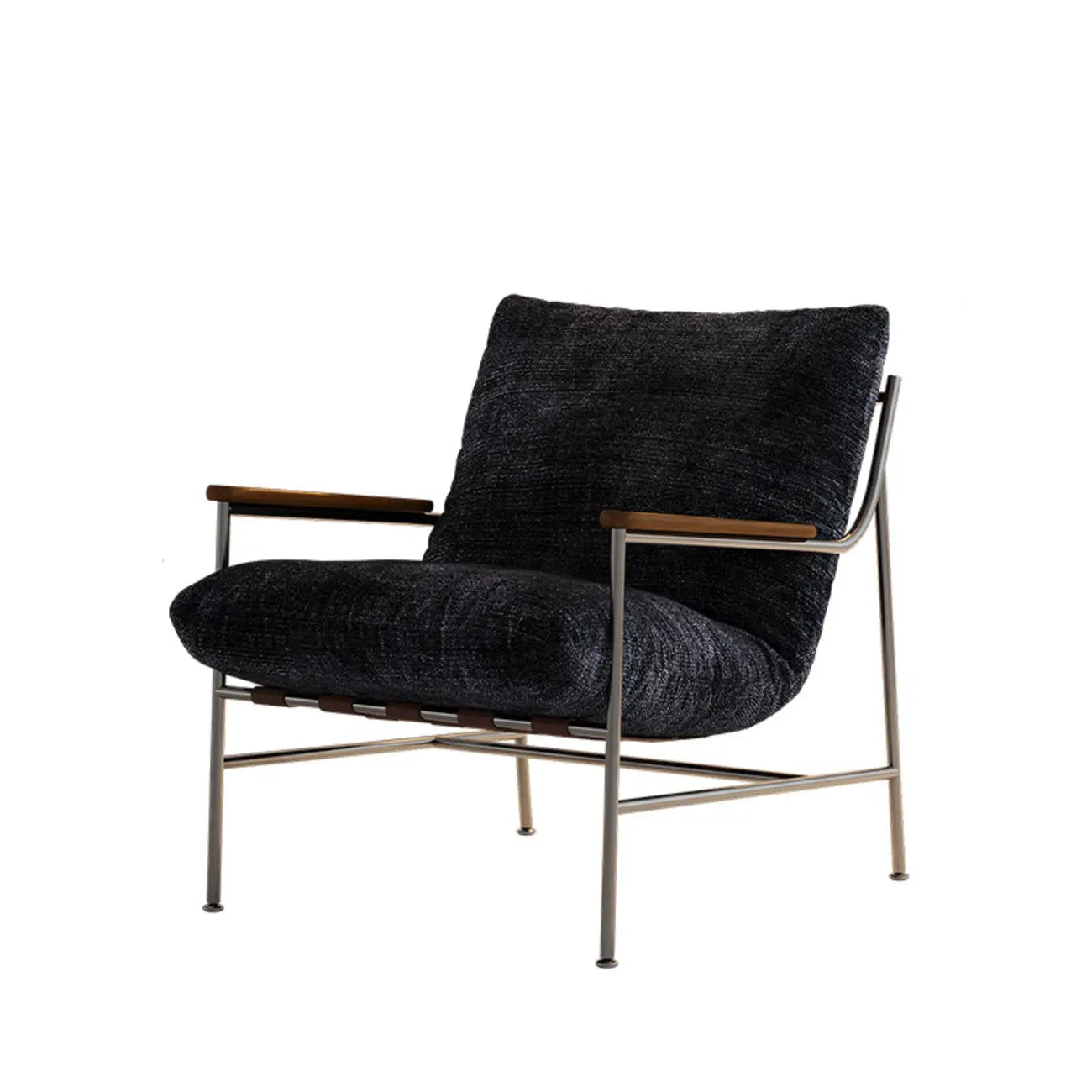 Mid-Century Modern Chenille Metal Frame Accent Chair