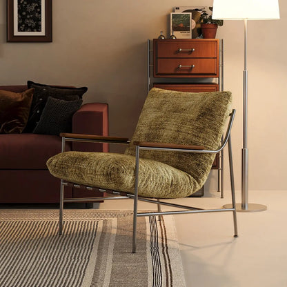 Mid-Century Modern Chenille Metal Frame Accent Chair