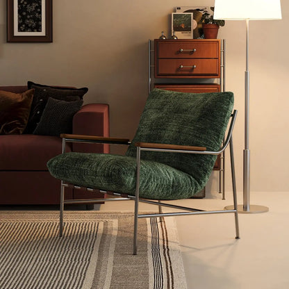 Mid-Century Modern Chenille Metal Frame Accent Chair