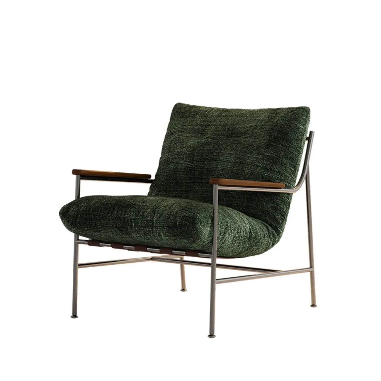 Mid-Century Modern Chenille Metal Frame Accent Chair