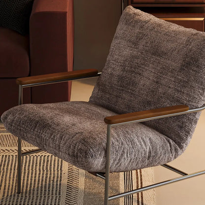 Mid-Century Modern Chenille Metal Frame Accent Chair