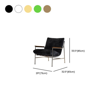 Mid-Century Modern Chenille Metal Frame Accent Chair