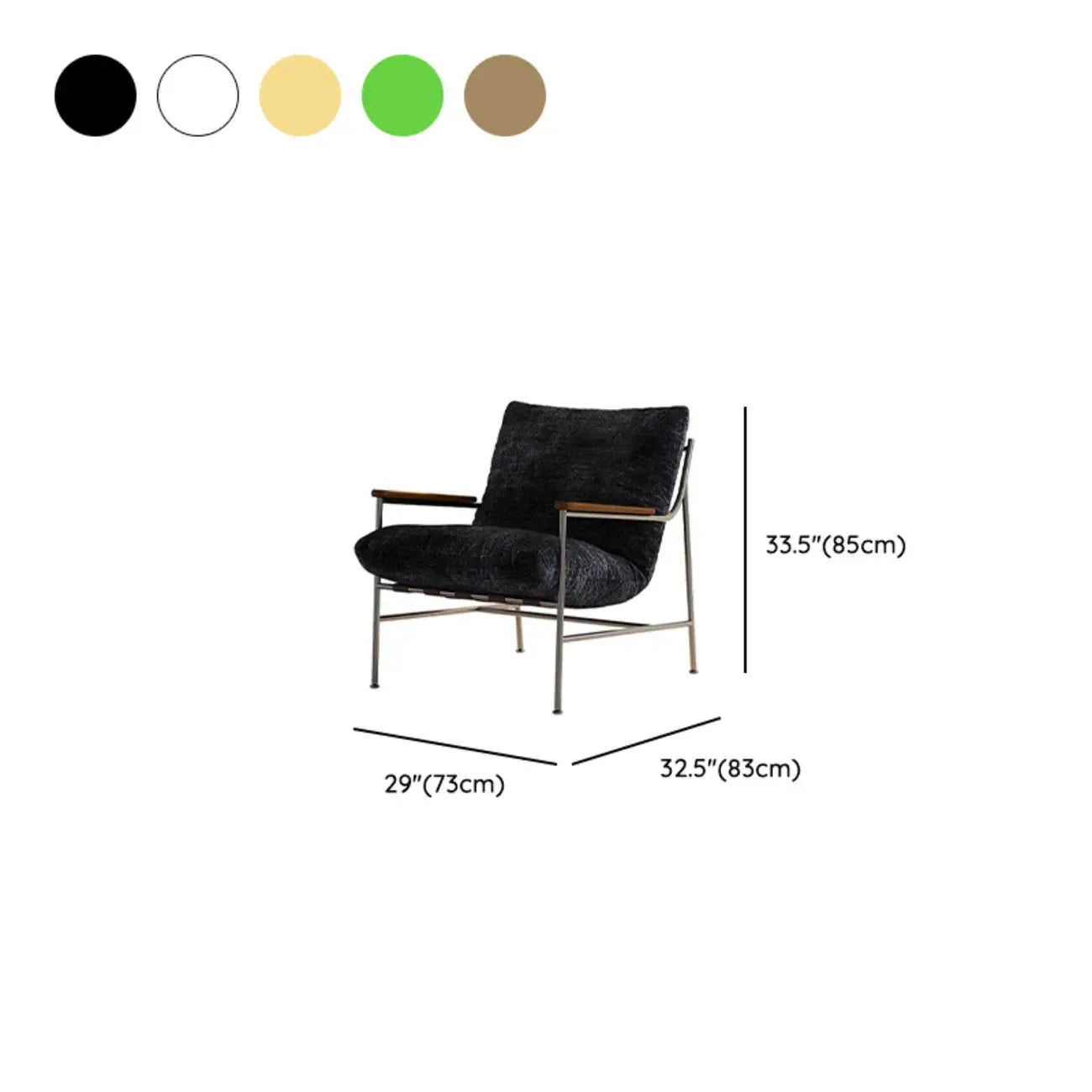 Mid-Century Modern Chenille Metal Frame Accent Chair