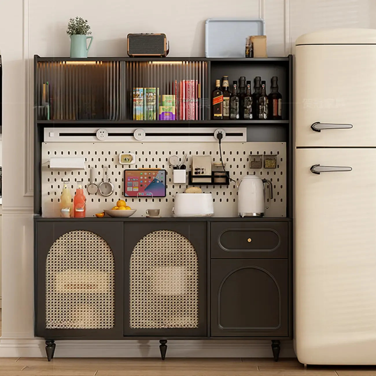 Modern Slab Wood Countertop Kitchen Sideboard