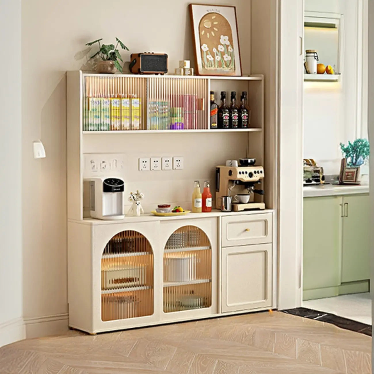 Modern Slab Wood Countertop Kitchen Sideboard
