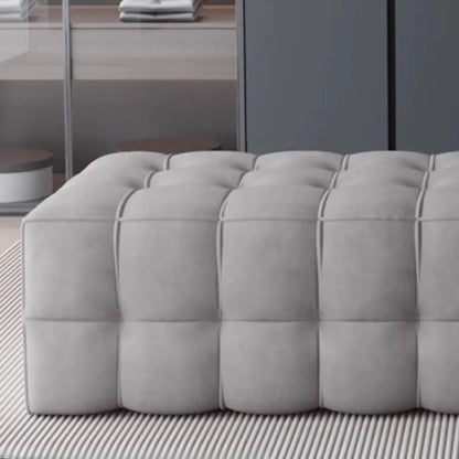 Contemporary Soft Gray Long Upholstered Bedroom Bench