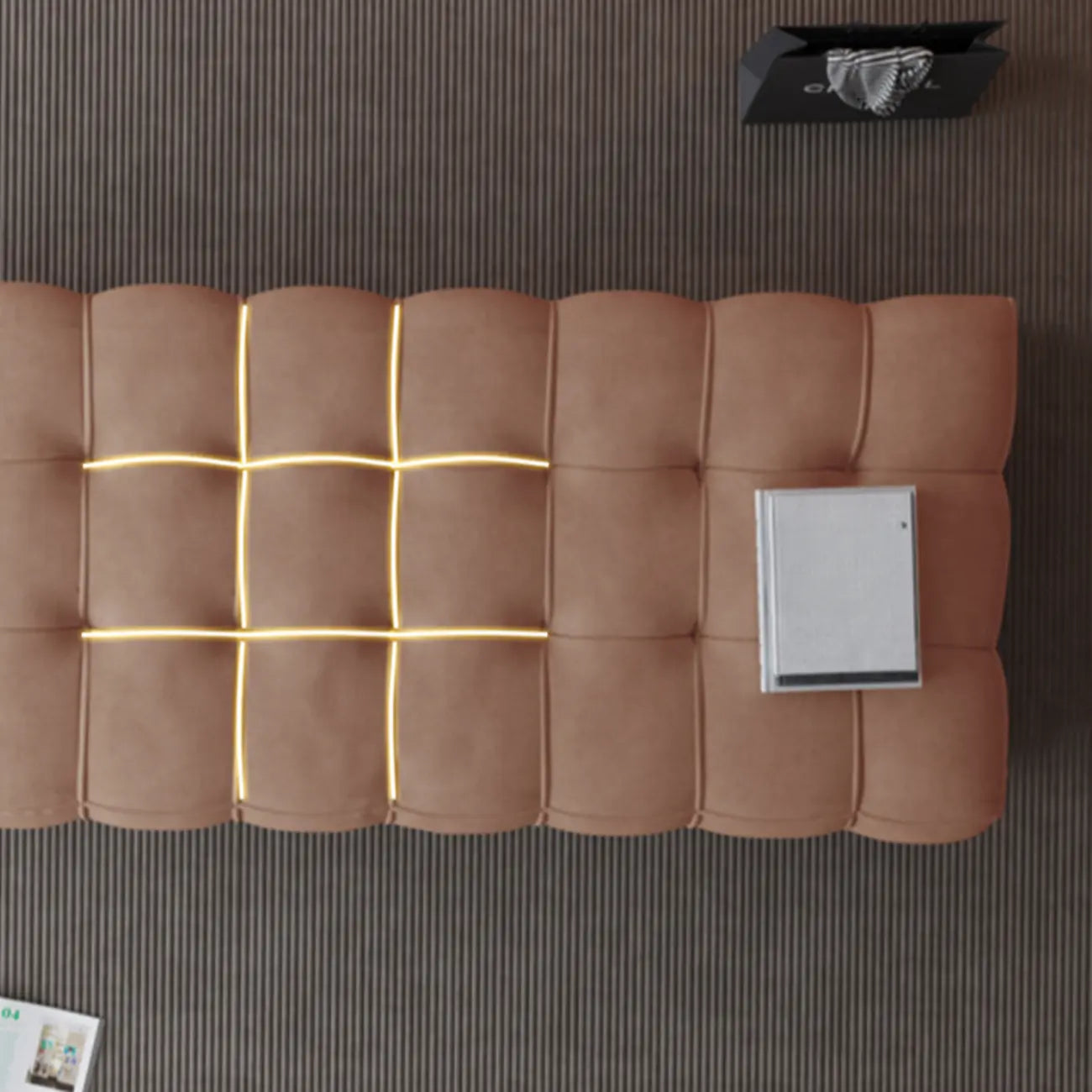 Contemporary Soft Gray Long Upholstered Bedroom Bench