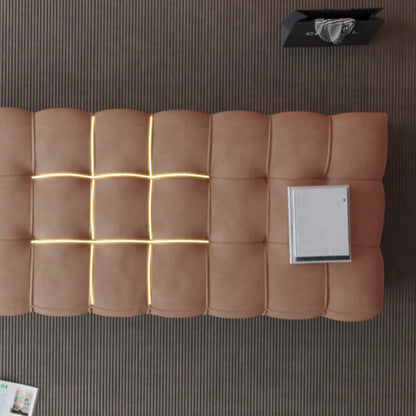 Contemporary Soft Gray Long Upholstered Bedroom Bench