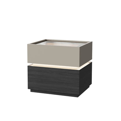 Illuminated Modern Wood Glass Nightstand Storage