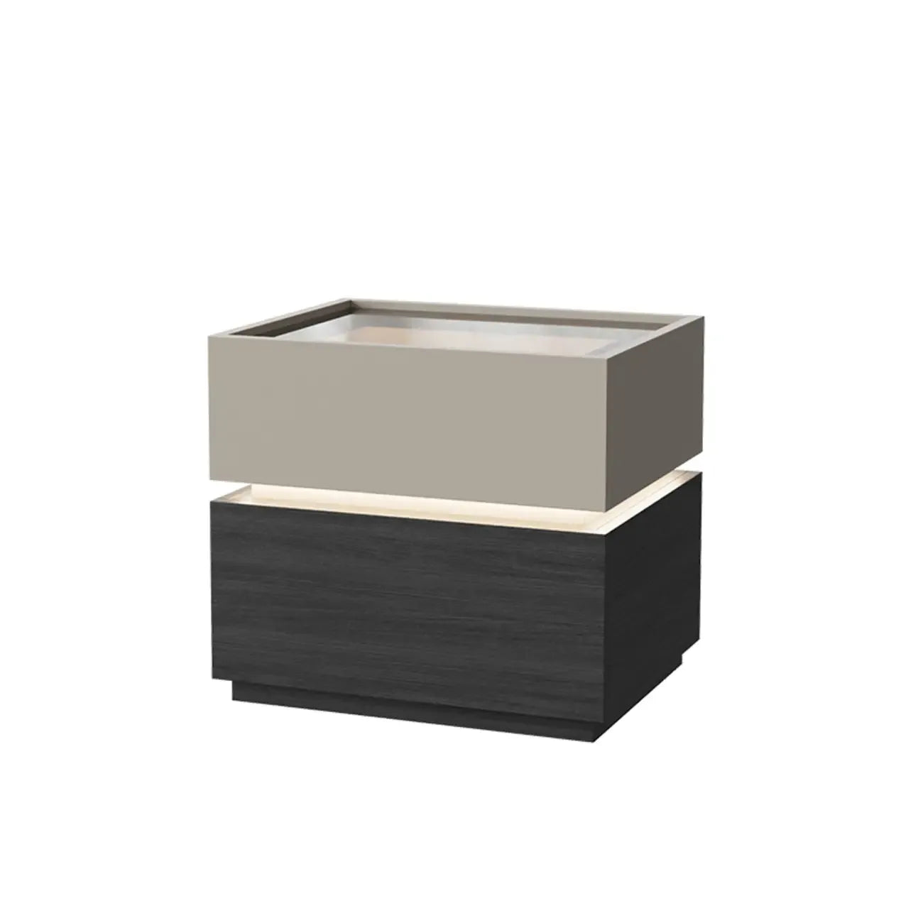 Illuminated Modern Wood Glass Nightstand Storage
