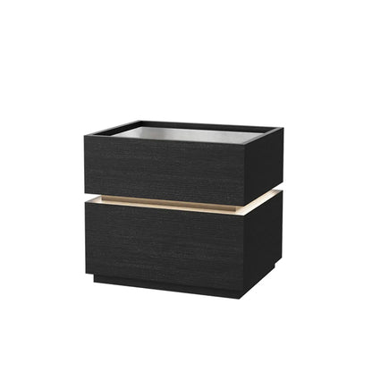 Illuminated Modern Wood Glass Nightstand Storage