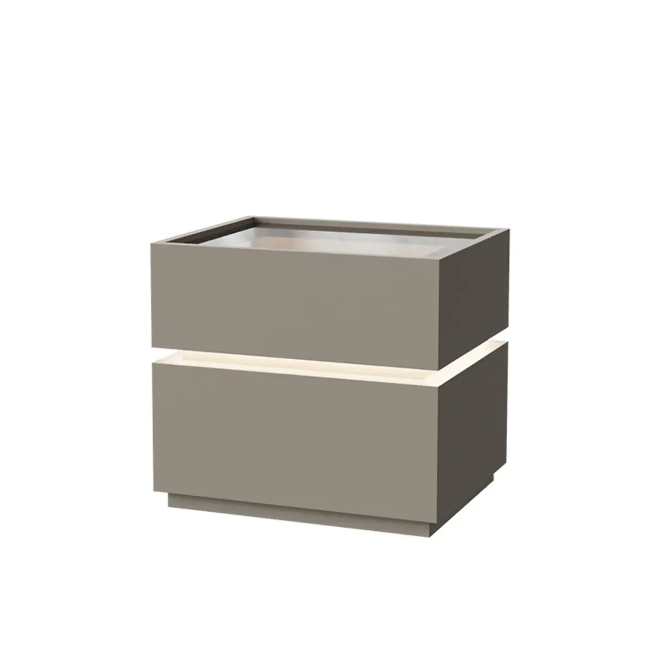 Illuminated Modern Wood Glass Nightstand Storage