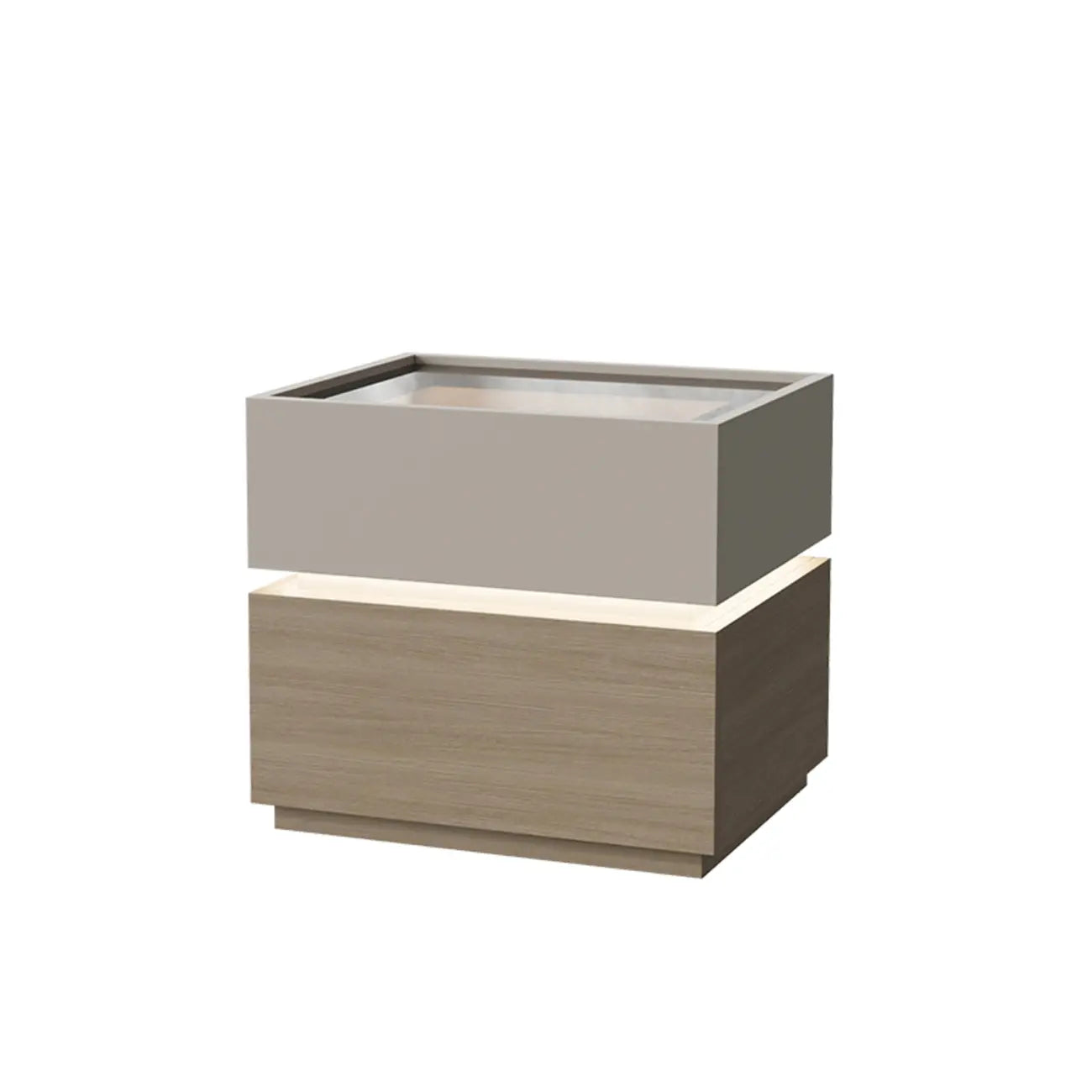 Illuminated Modern Wood Glass Nightstand Storage