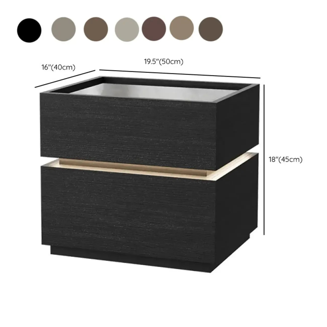 Illuminated Modern Wood Glass Nightstand Storage
