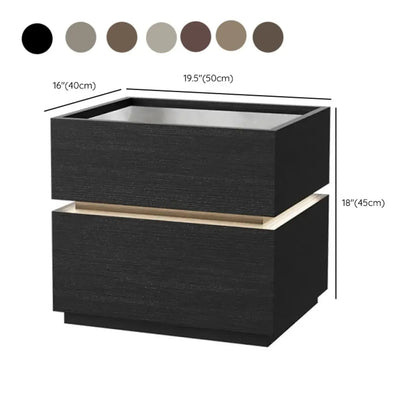Illuminated Modern Wood Glass Nightstand Storage