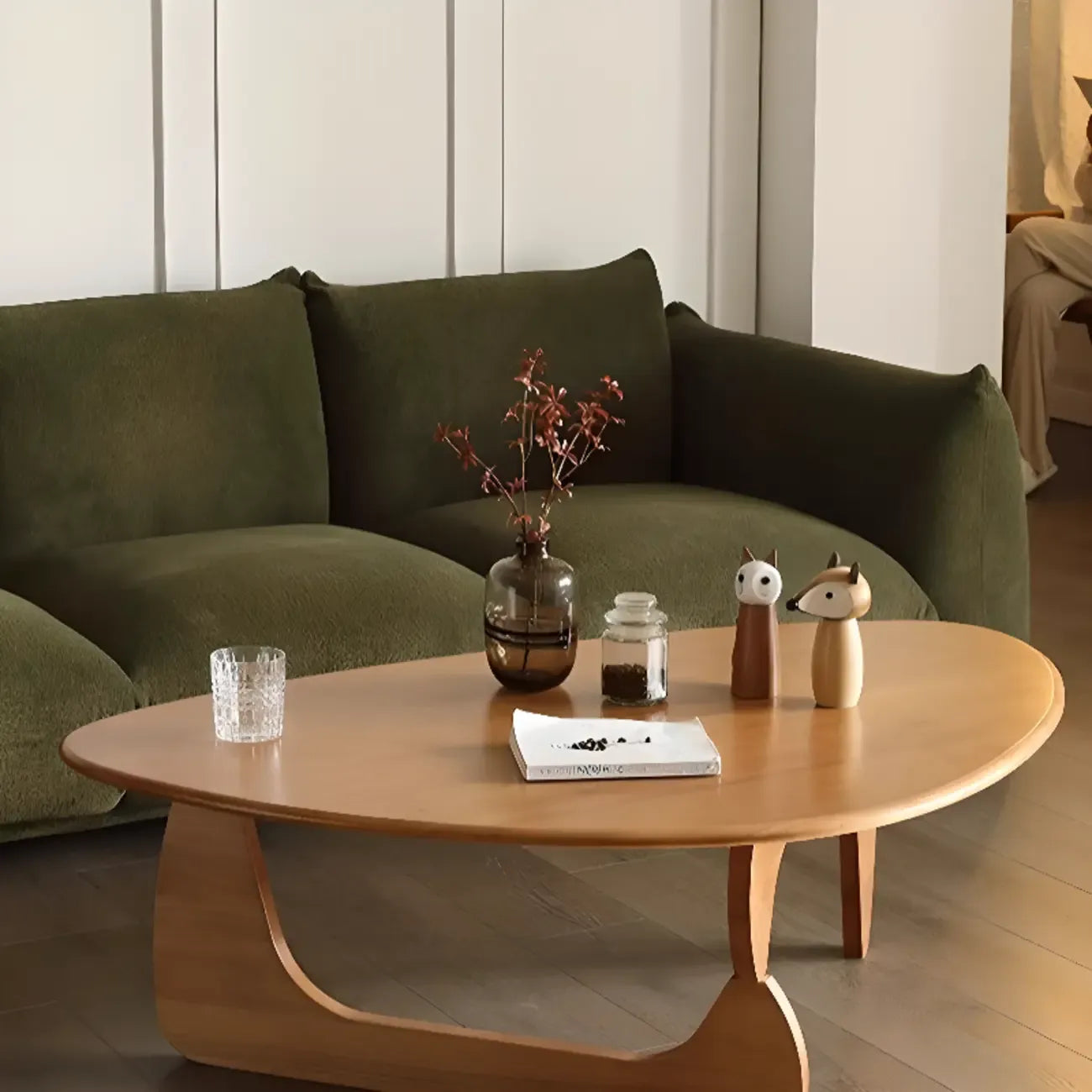 Modern Abstract Wood Triangular Coffee Table