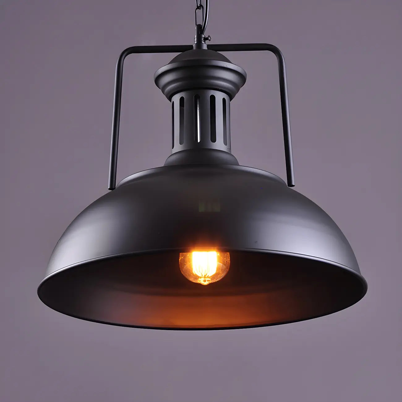 Industrial Black Dome Pendant Light for Kitchen Island