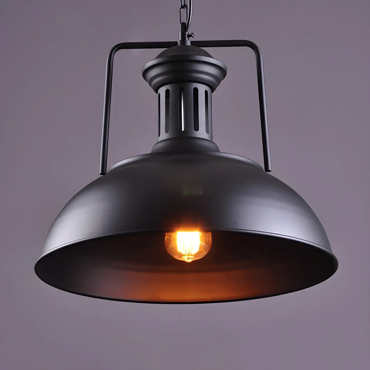 Industrial Black Dome Pendant Light for Kitchen Island